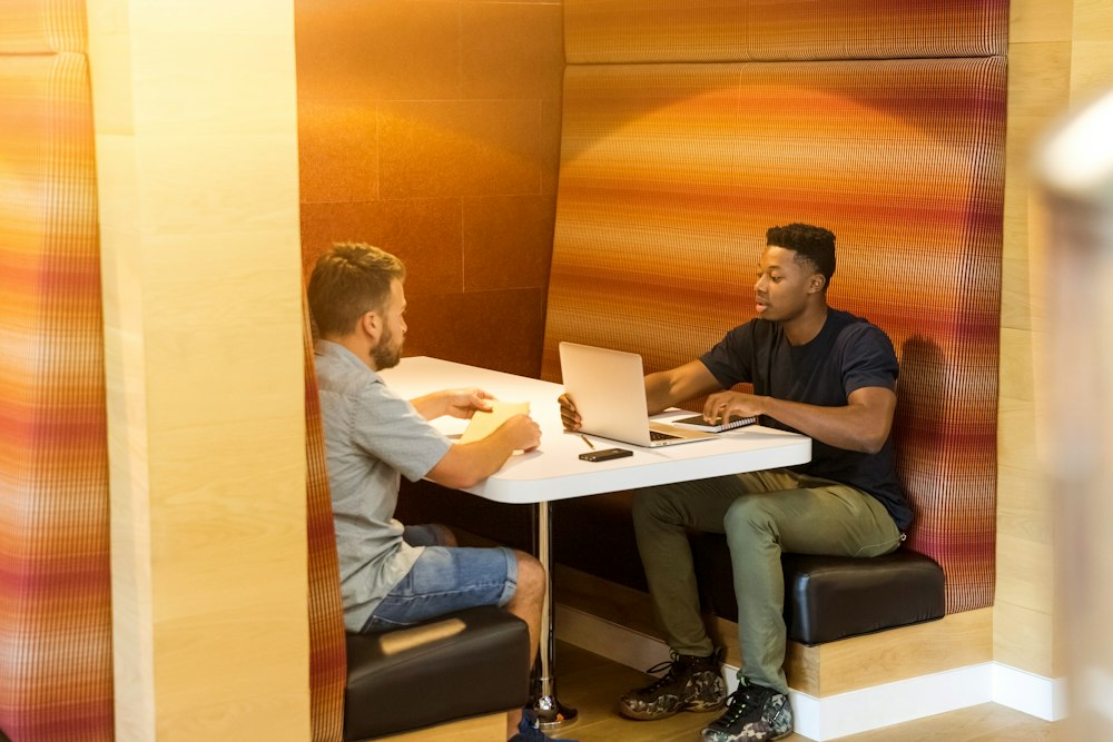 Partners reviewing documents together at a table
